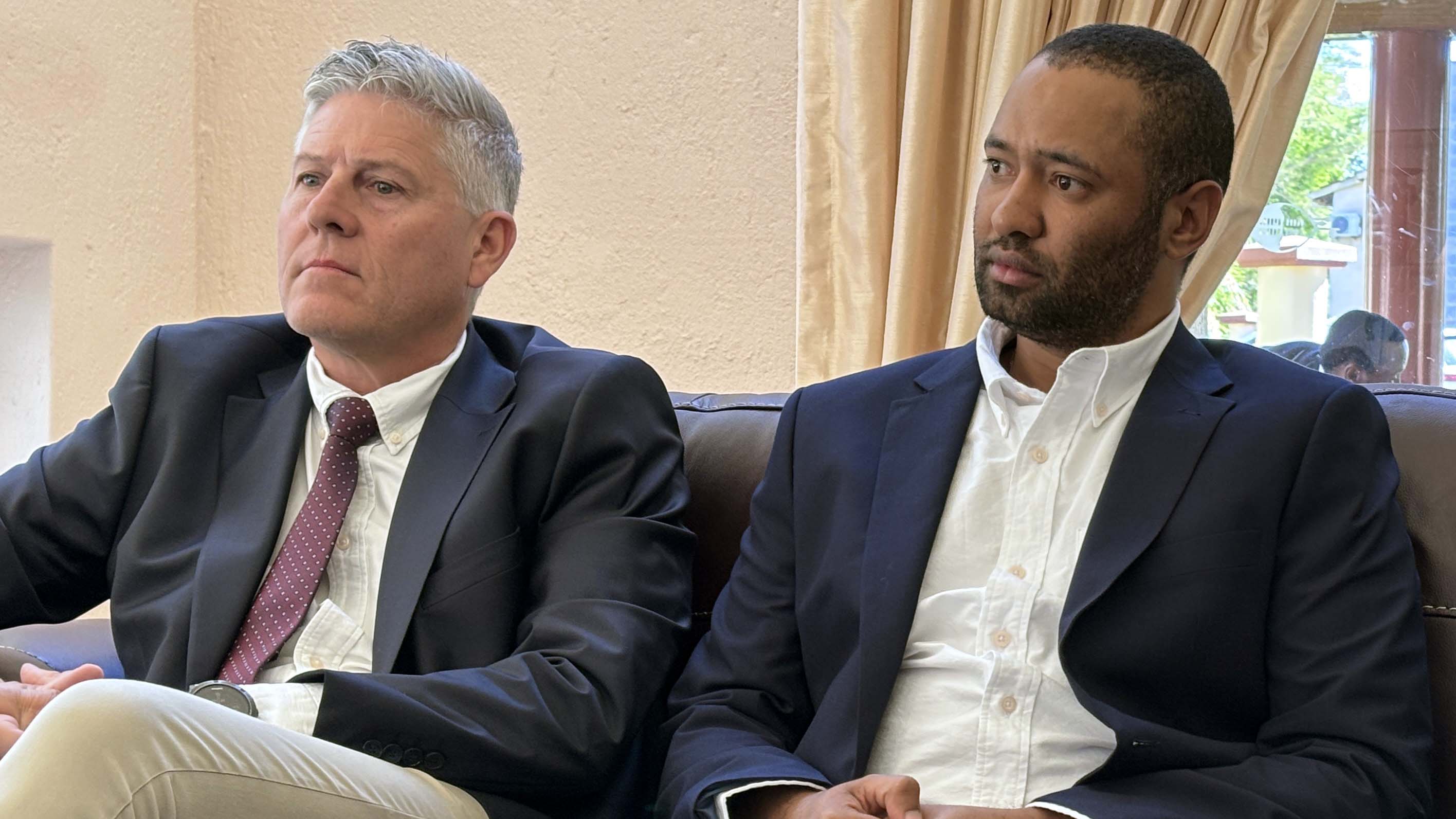 Managing Director of WBHO Building Africa Deon Robinson (L) and General Manager for J&E Construction Jose Lopes. 